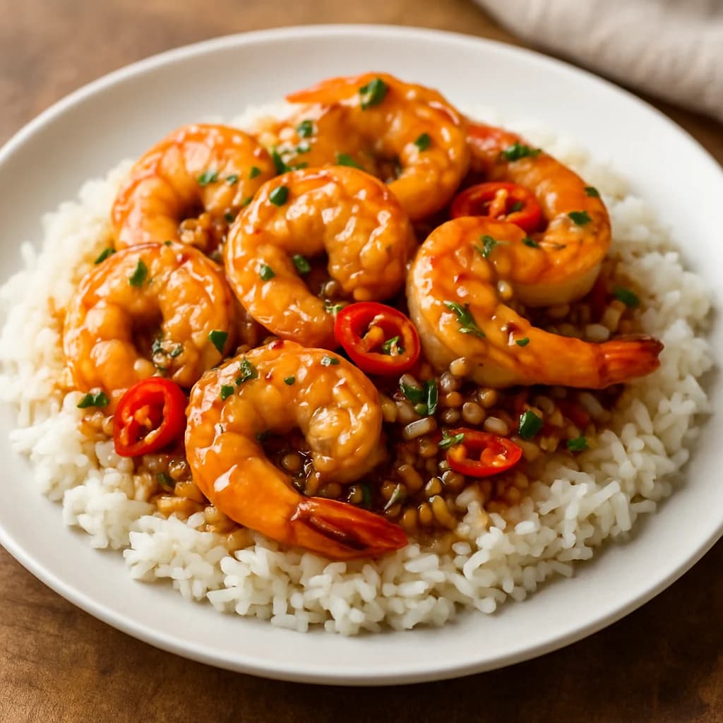 Spicy Garlic Shrimp over Jasmine Rice