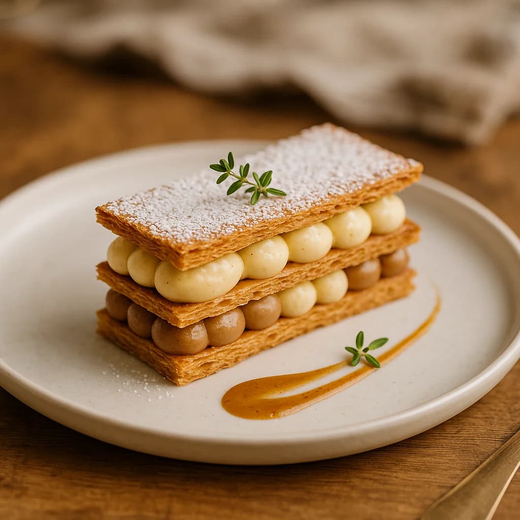 Vanilla and Praline Millefeuille Dessert
