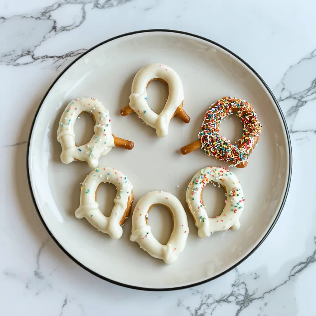 White Chocolate Dipped Pretzels Close-up