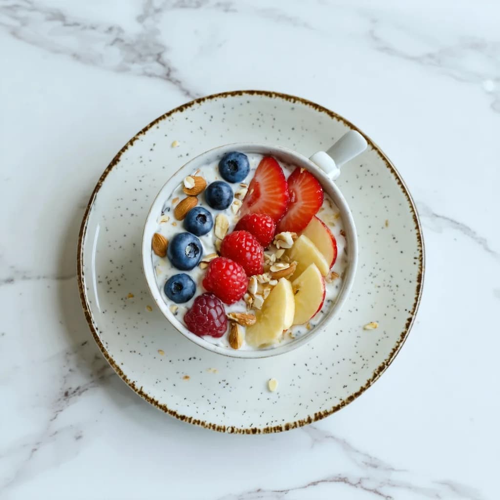 Healthy Overnight Oats with Fruits & Nuts Bowl