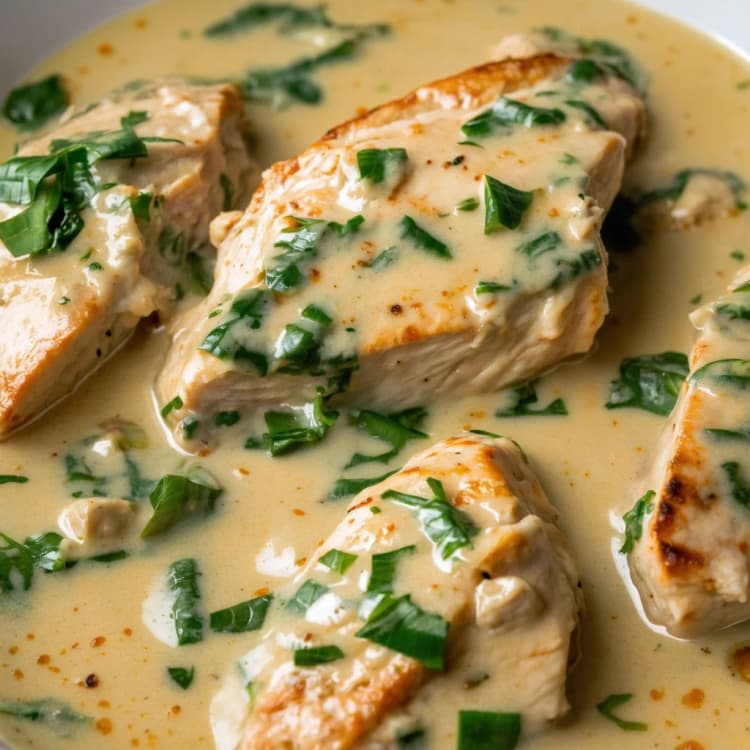 Creamy Crock Pot Tuscan Chicken in Slow Cooker