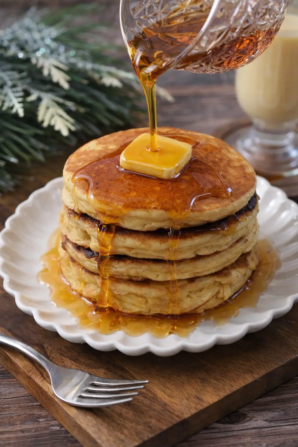 Fluffy Eggnog Pancakes