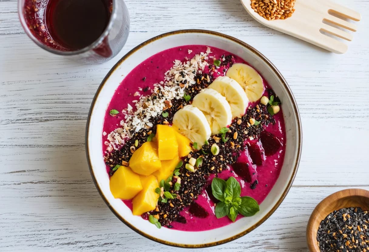 Quinoa Beet Halloumi Bowl Recipe Fresh Mediterranean
